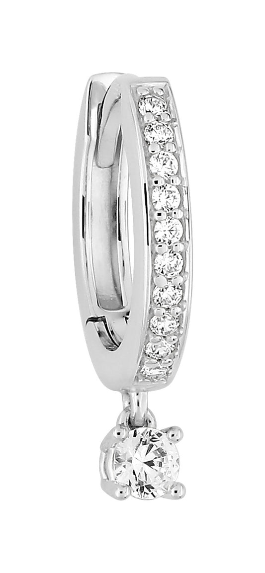 Silver CZ Droplet Single Hoop Earring 335089.1U