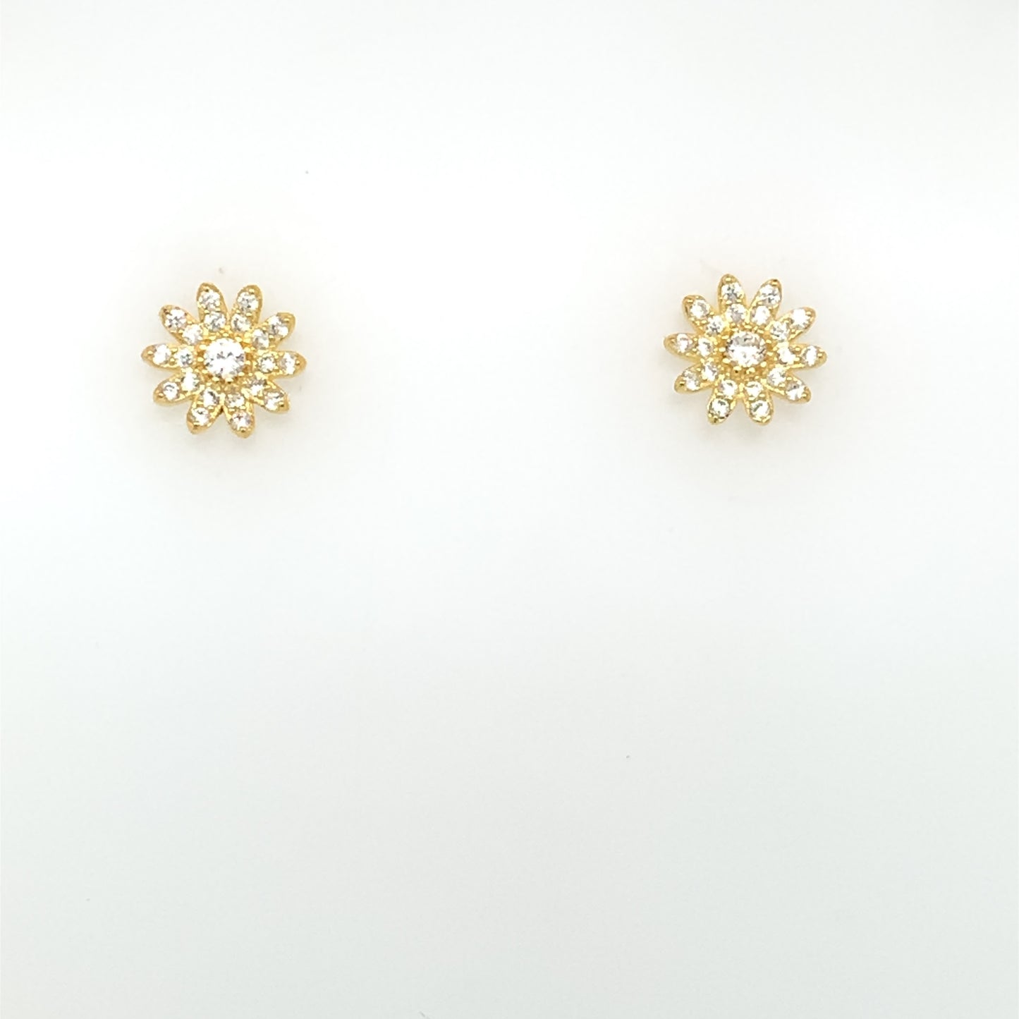 Sterling Silver 18ct Gold-plated CZ Flower Stud Earrings SE3352/G