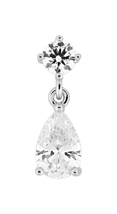Silver CZ Drop Single Stud Earring 335514.1U