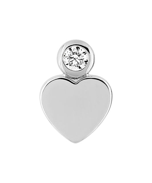 Silver CZ Heart Single Stud Earring 335766.1U