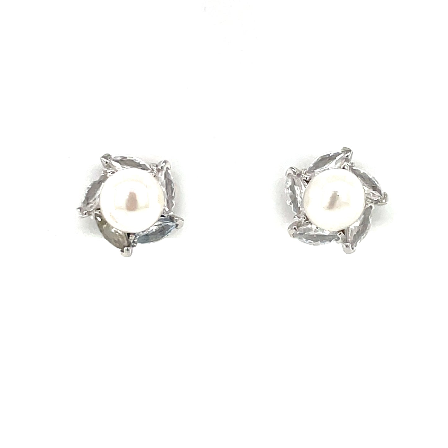 Sterling Silver Freshwater Pearl CZ Stud Earrings SE3377