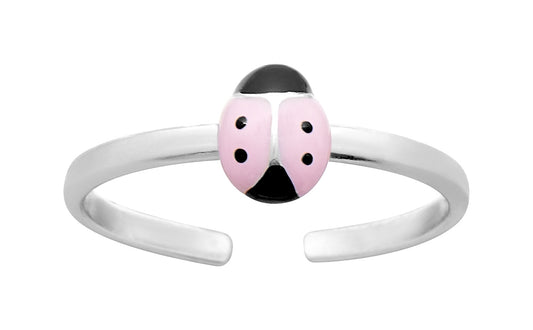 Silver Pink Ladybird Child's Ring 337833R