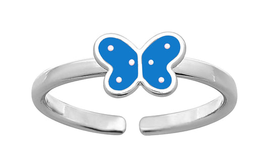 Silver Blue Butterfly Child's Ring 337836R