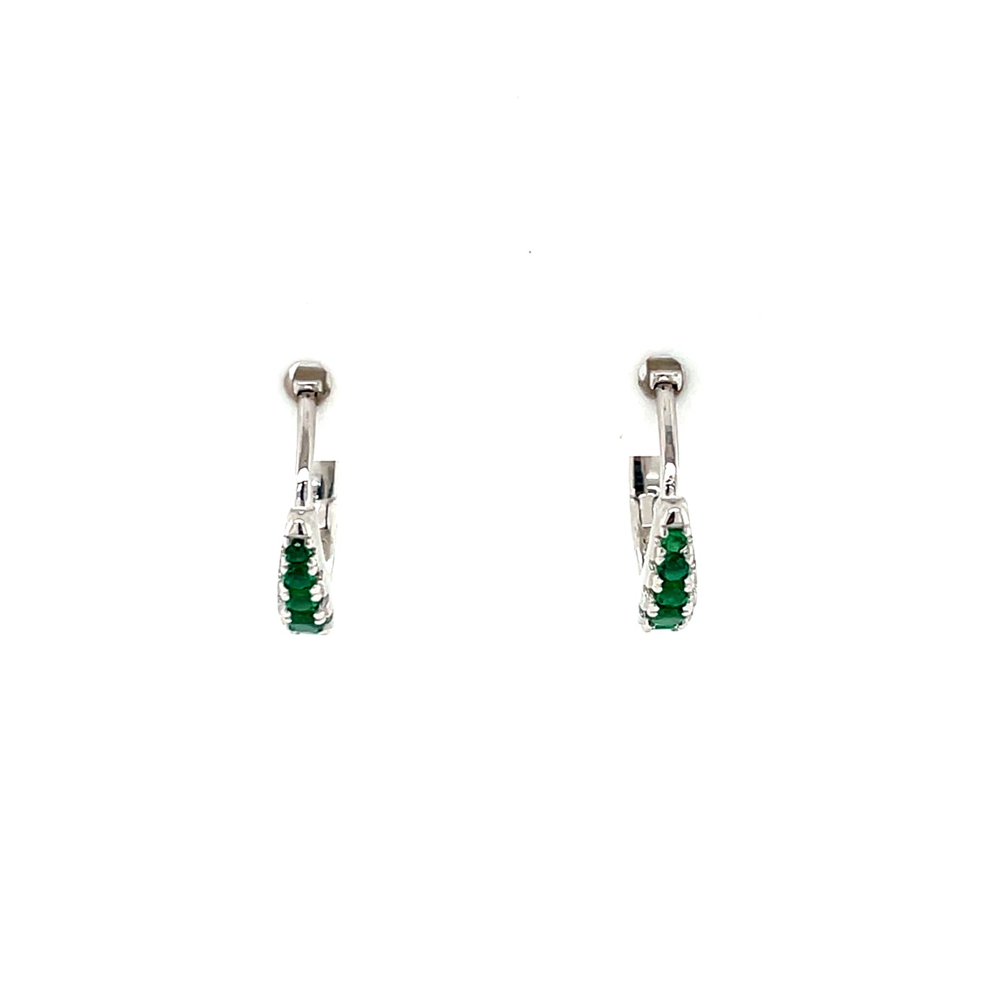 Sterling Silver Green CZ 12mm Hoop Earrings SE3404/E