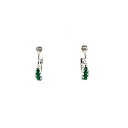 Sterling Silver Green CZ 12mm Hoop Earrings SE3404/E