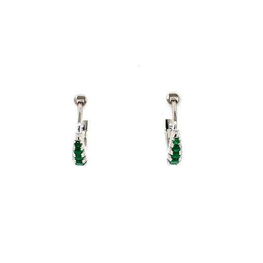Sterling Silver Green CZ 12mm Hoop Earrings SE3404/E