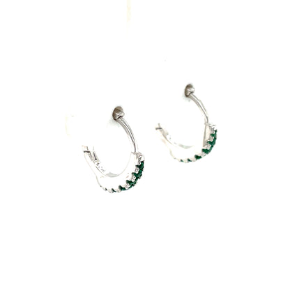 Sterling Silver Green CZ 12mm Hoop Earrings SE3404/E