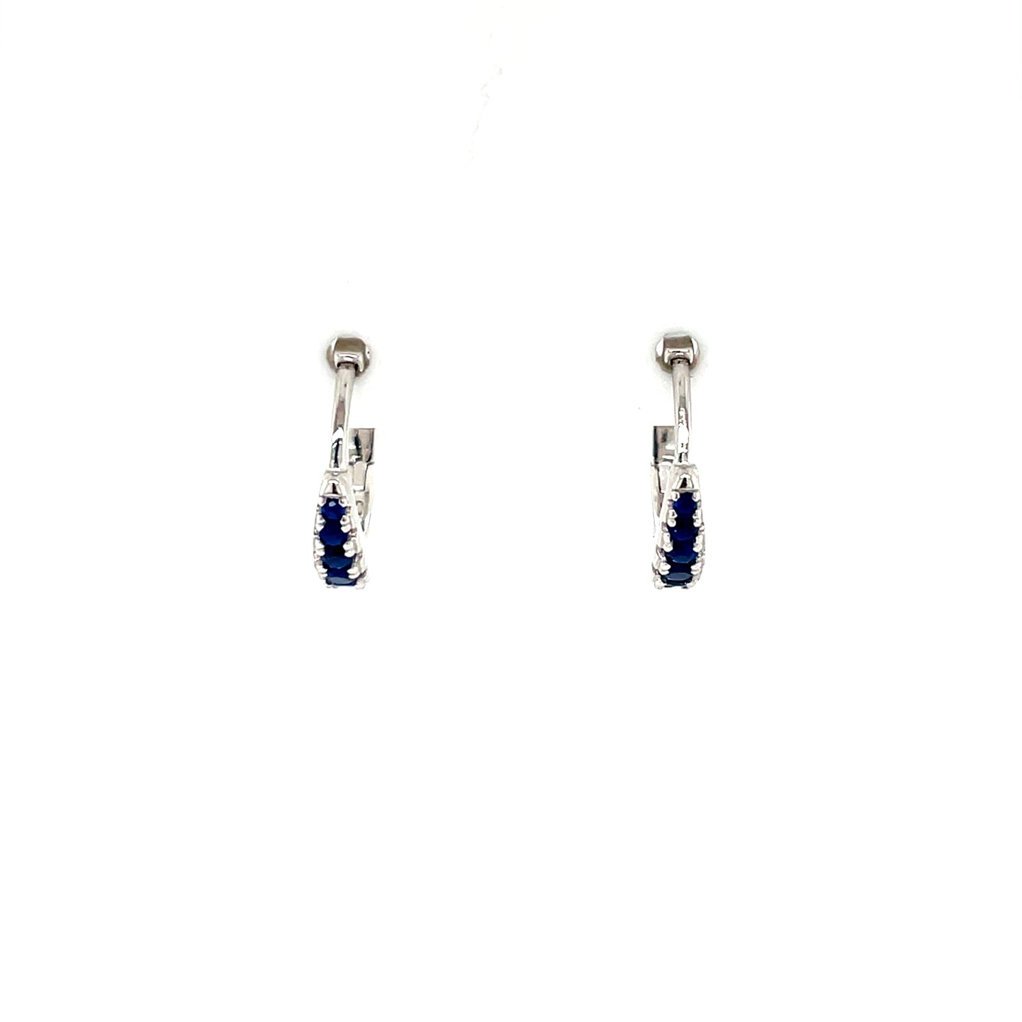 Sterling Silver Blue CZ 12mm Hoop Earrings SE3404/S