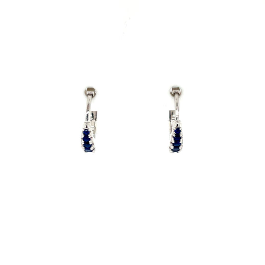Sterling Silver Blue CZ 12mm Hoop Earrings SE3404/S