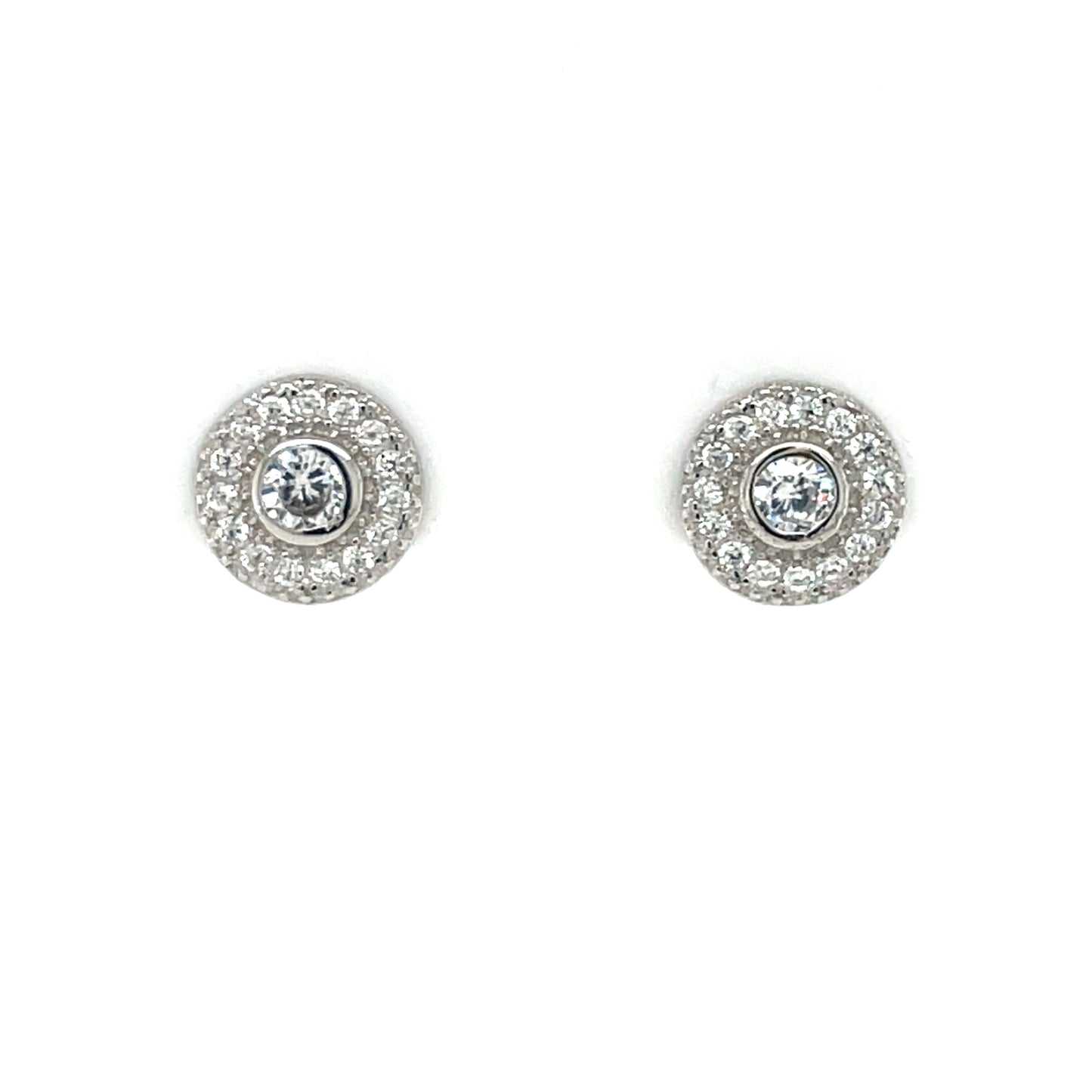 Sterling Silver CZ Halo Stud Earrings SE3412