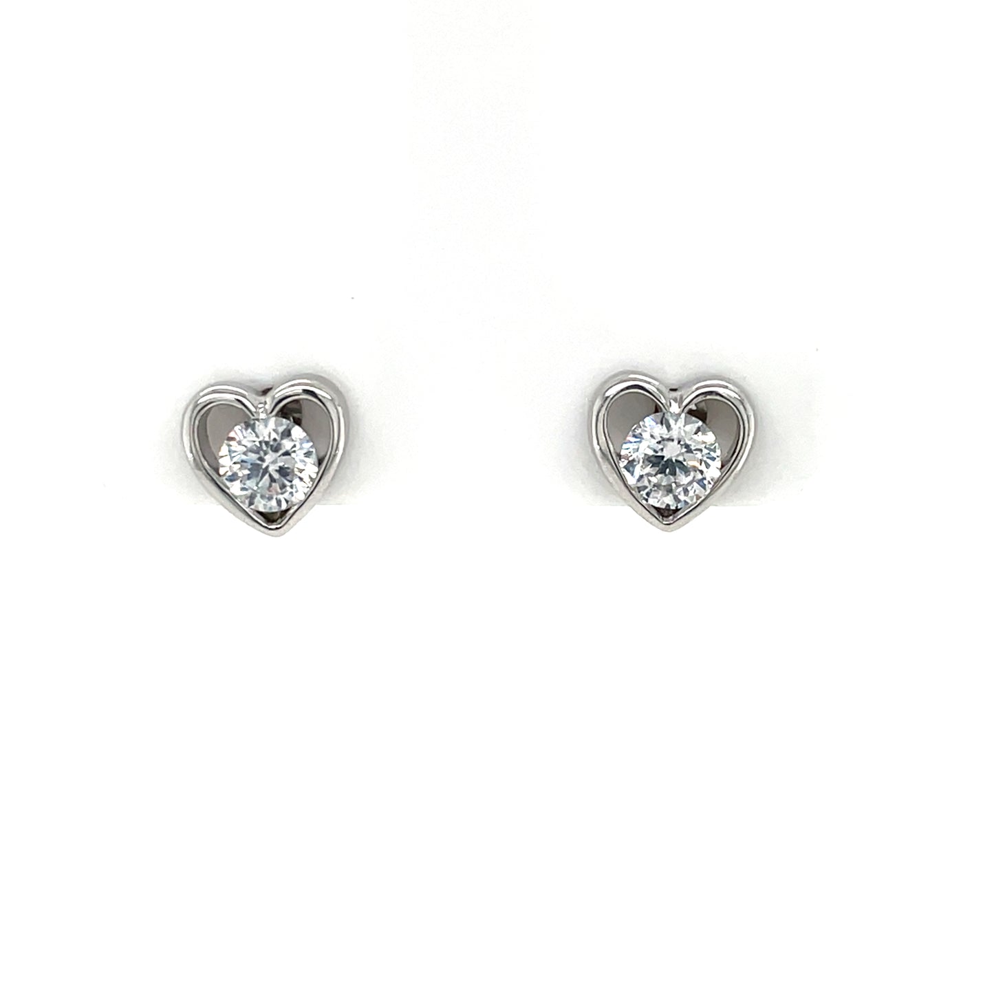 Sterling Silver CZ Heart Stud Earrings SE3440