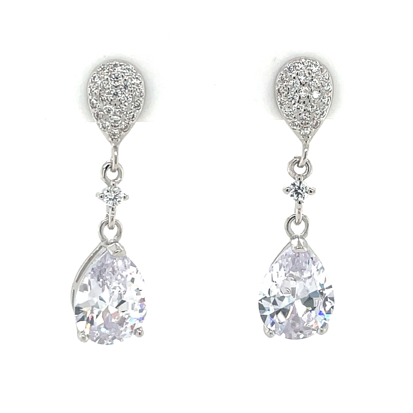 Sterling Silver CZ  Drop Earrings SE3459