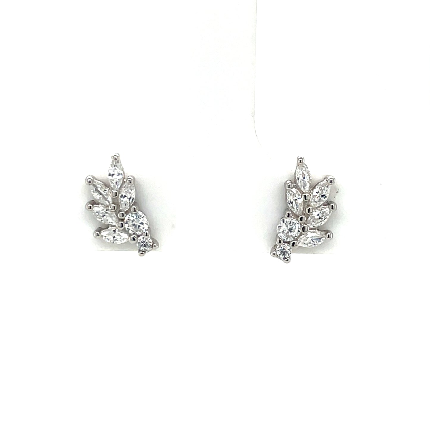 Sterling Silver CZ Leaf Stud Earrings SE3484