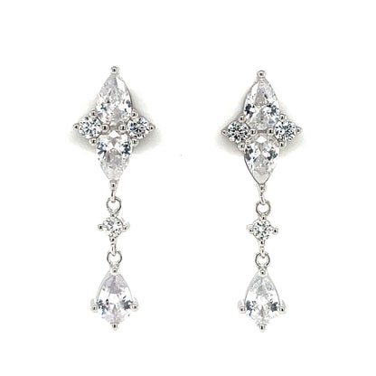 Sterling Silver CZ  Drop Earrings SE3490