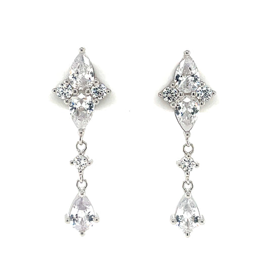 Silver CZ Teardrop Earrings SE3490