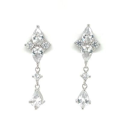 Sterling Silver CZ  Drop Earrings SE3490