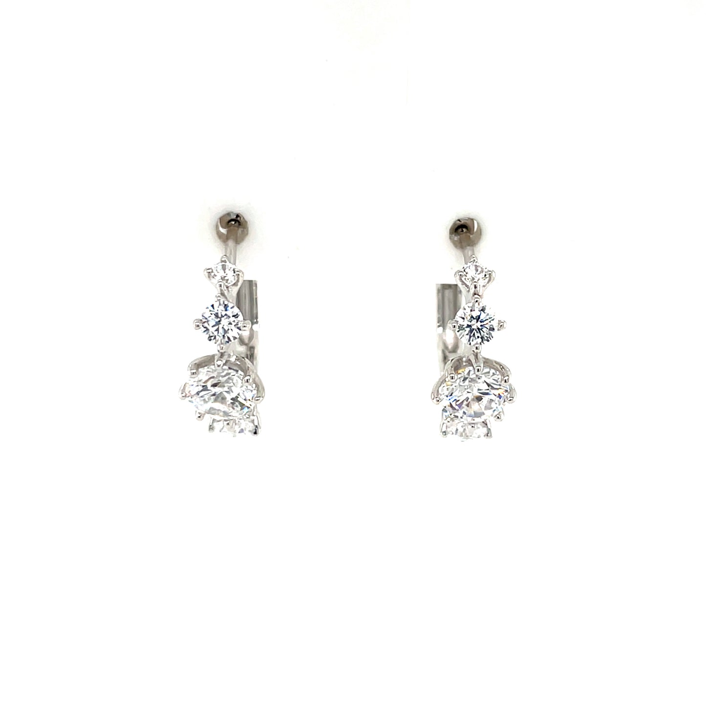 Sterling Silver CZ 15mm Hoop Earrings SE3509