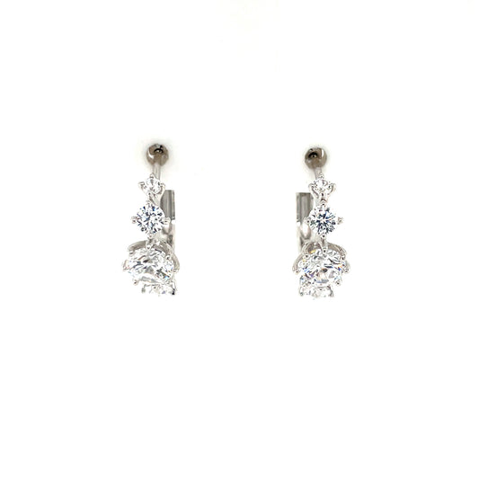 Sterling Silver CZ 15mm Hoop Earrings SE3509