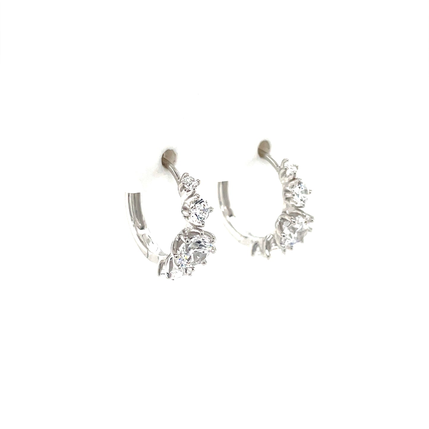 Sterling Silver CZ 15mm Hoop Earrings SE3509