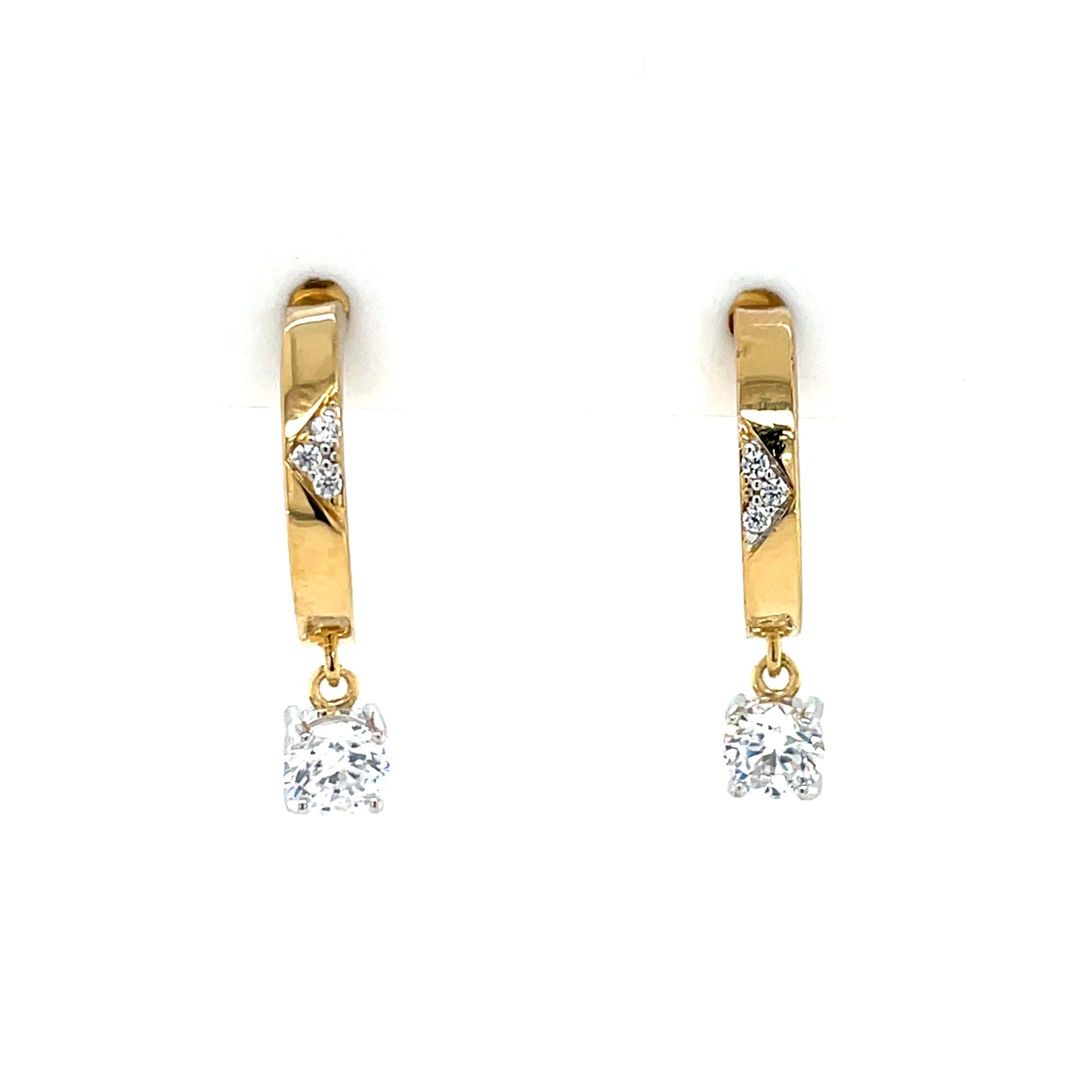 Silver Gold-plated CZ Fancy Hoop Earrings SE3524