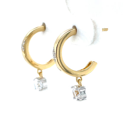 Silver Gold-plated CZ Fancy Hoop Earrings SE3524