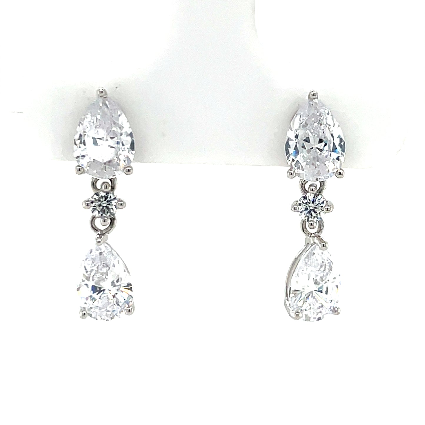 Sterling Silver CZ  Drop Earrings SE3527