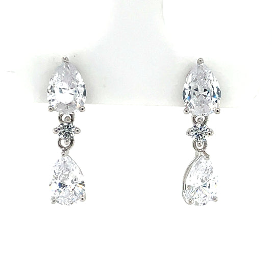 Sterling Silver CZ  Drop Earrings SE3527