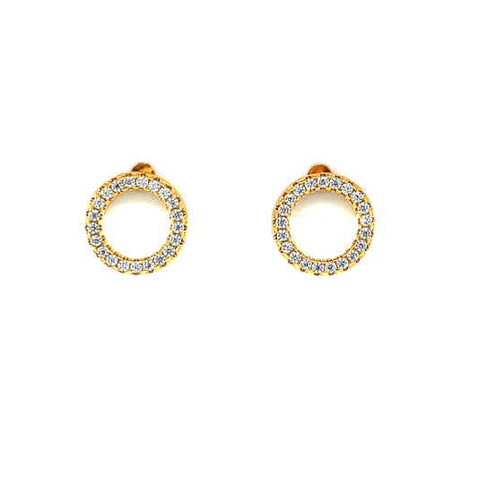 Gold-plated Silver CZ Circle Stud Earrings SE3537