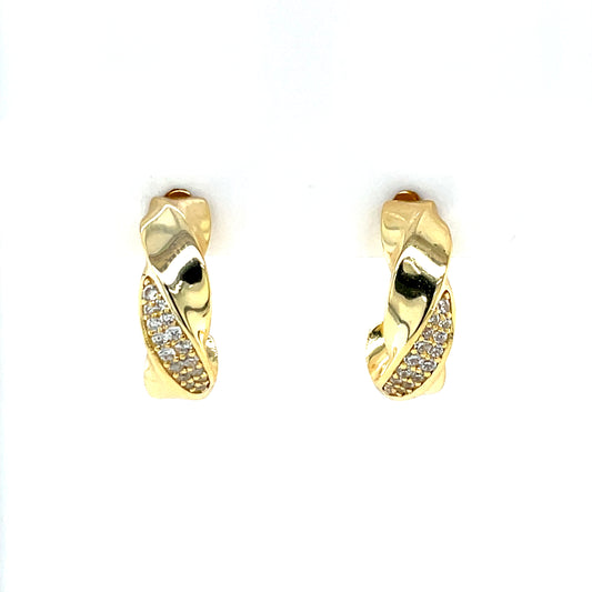 Gold-plated Silver CZ Twist Half-hoop Earrings SE3567/G