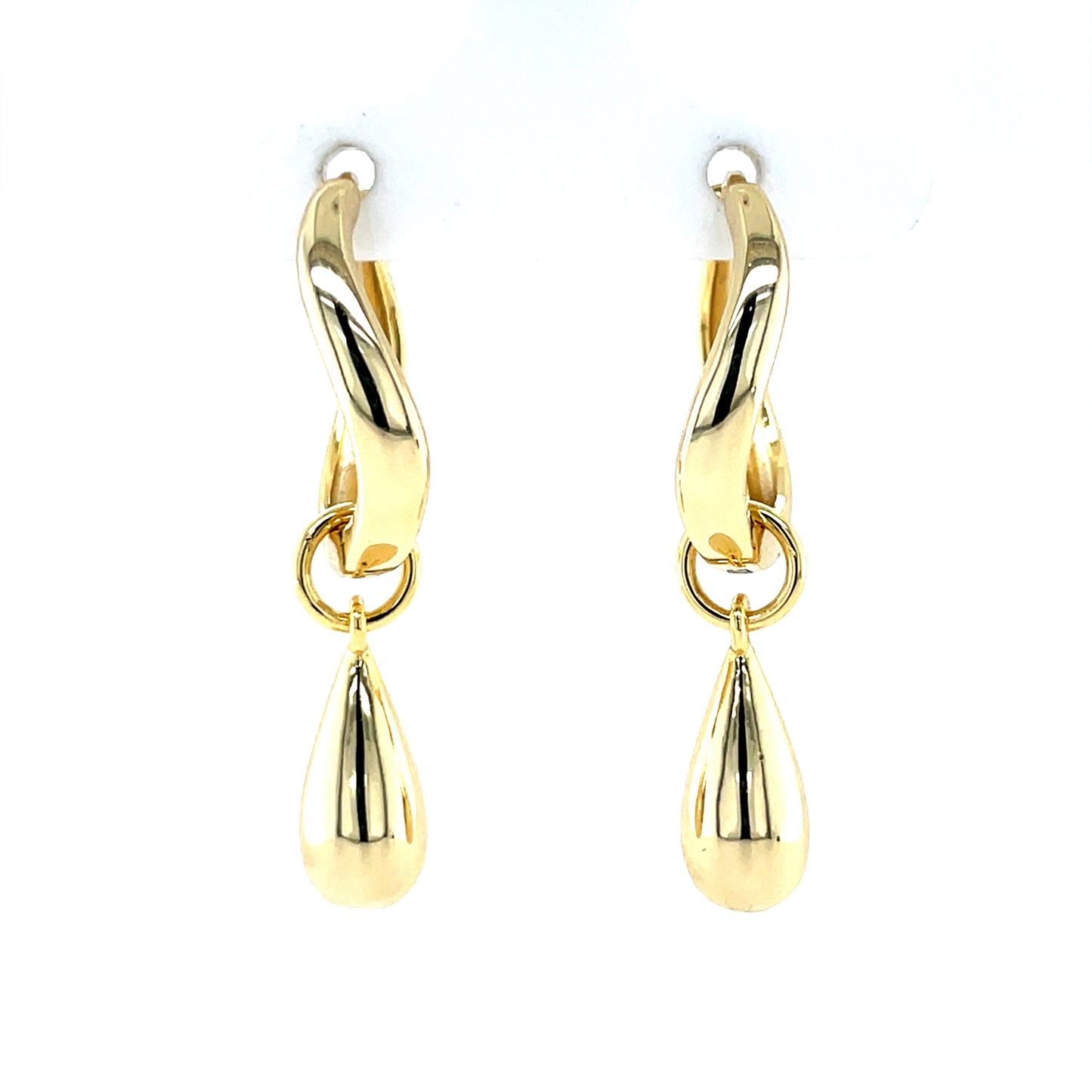 Silver Gold-plated Oval Hoop Earrings with Dropper SE3576