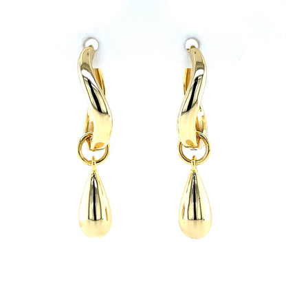 Silver Gold-plated Oval Hoop Earrings with Dropper SE3576