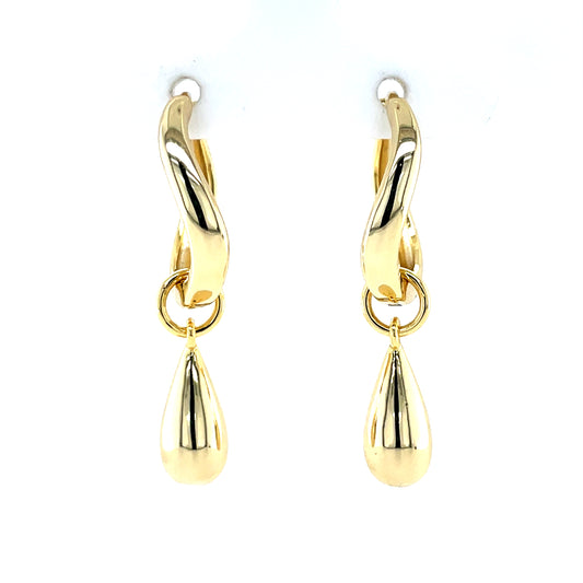 Silver Gold-plated Oval Hoop Earrings with Dropper SE3576