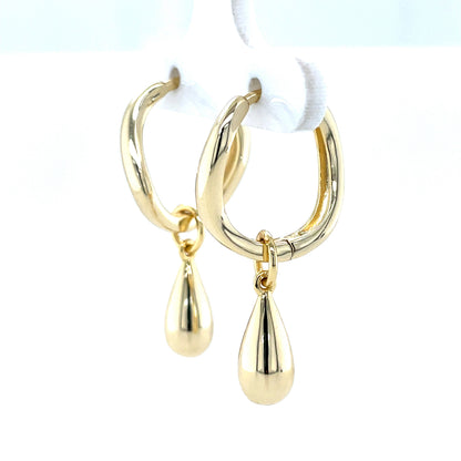 Silver Gold-plated Oval Hoop Earrings with Dropper SE3576