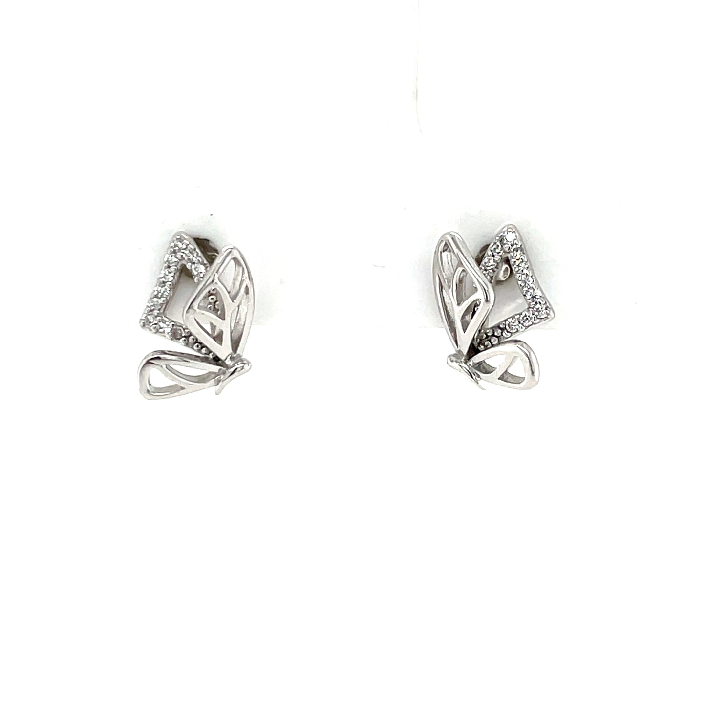Sterling Silver CZ 3D Butterfly Stud Earrings SE3578