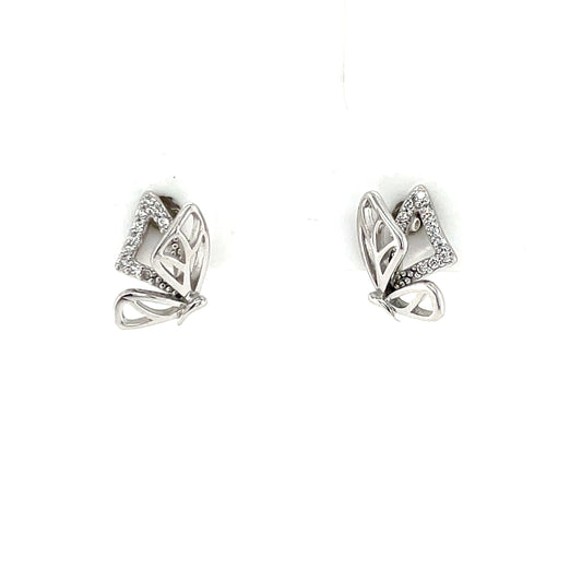 Sterling Silver CZ 3D Butterfly Stud Earrings SE3578