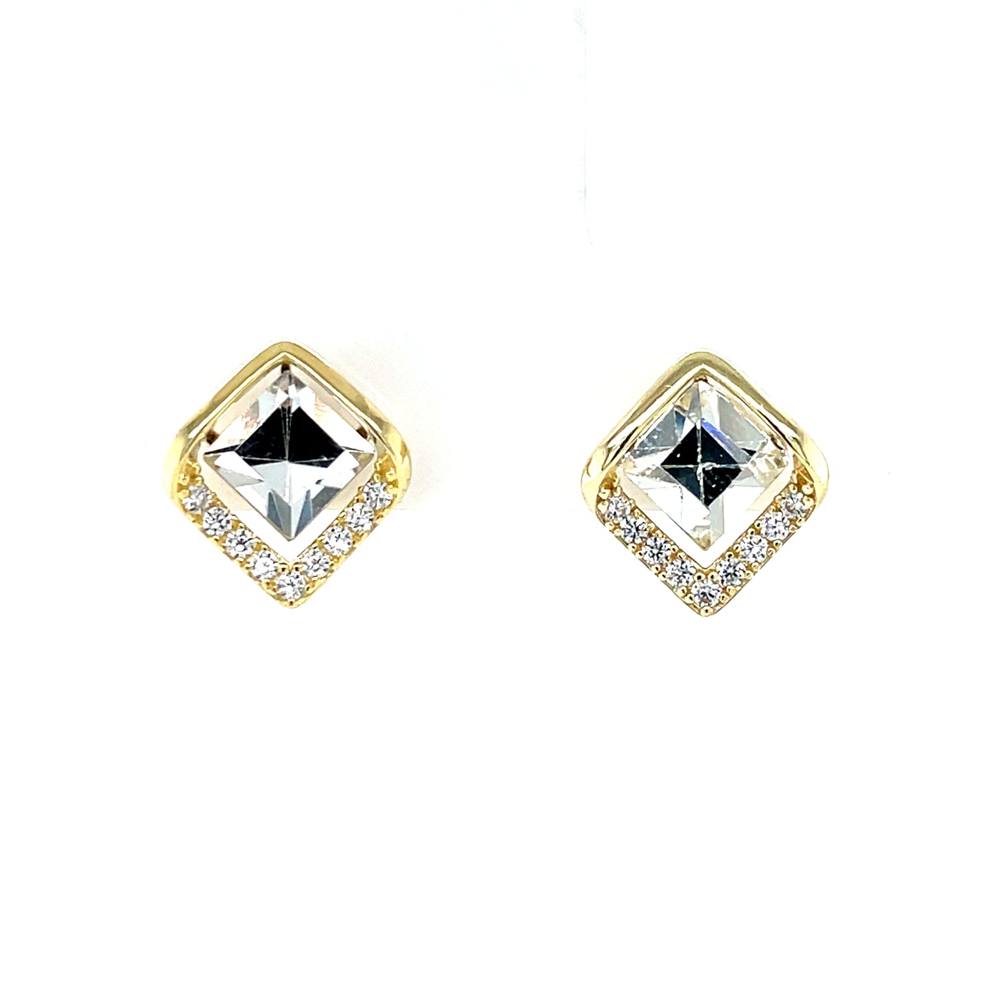 Silver Gold-plated CZ Stud Earrings SE3583/G