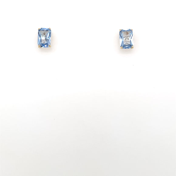 9ct Gold Blue Topaz Rectangular Earrings GEX152