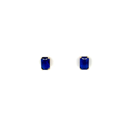9ct Gold Sapphire CZ Rectangular Stud Earrings GES108