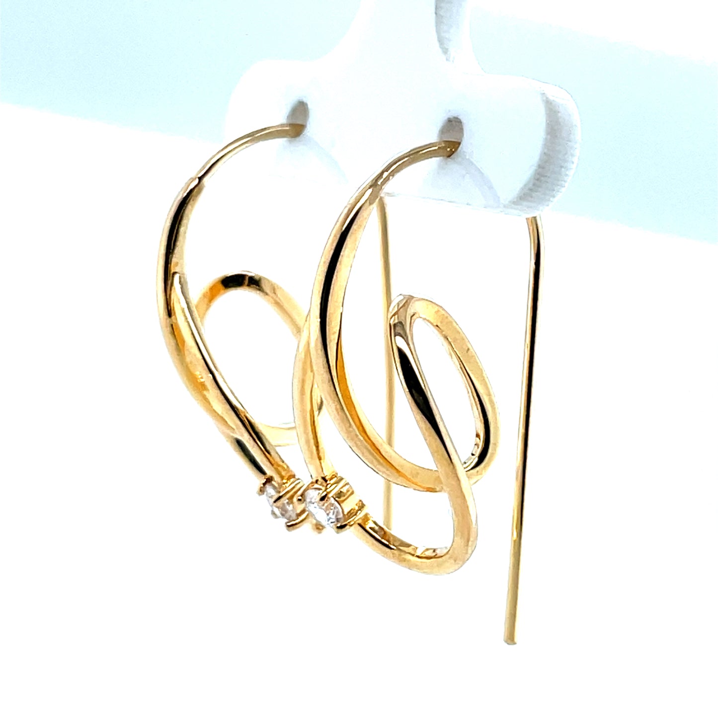 Sterling Silver Gold-plated CZ Fancy Loop Hoop Earrings SE3607/G