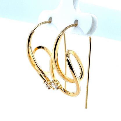 Sterling Silver Gold-plated CZ Fancy Loop Hoop Earrings SE3607/G
