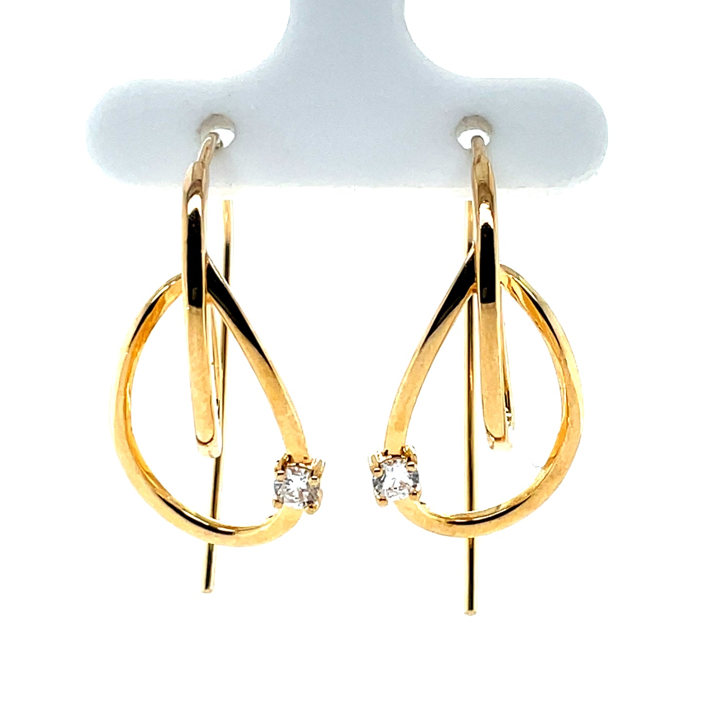 Sterling Silver Gold-plated CZ Fancy Loop Hoop Earrings SE3607/G