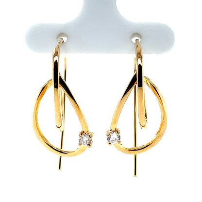 Sterling Silver Gold-plated CZ Fancy Loop Hoop Earrings SE3607/G