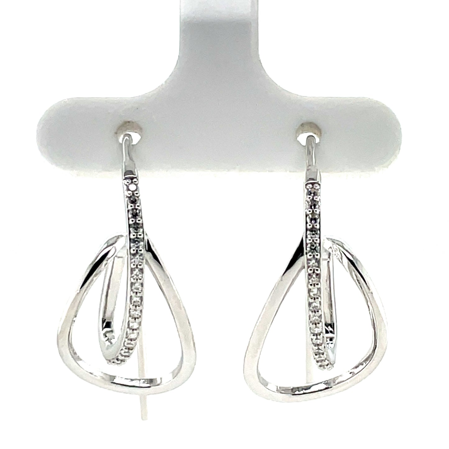 Sterling Silver CZ Fancy Loop Hoop Earrings SE3608