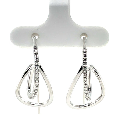 Sterling Silver CZ Fancy Loop Hoop Earrings SE3608