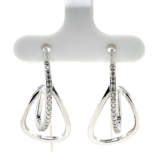 Sterling Silver CZ Fancy Loop Hoop Earrings SE3608