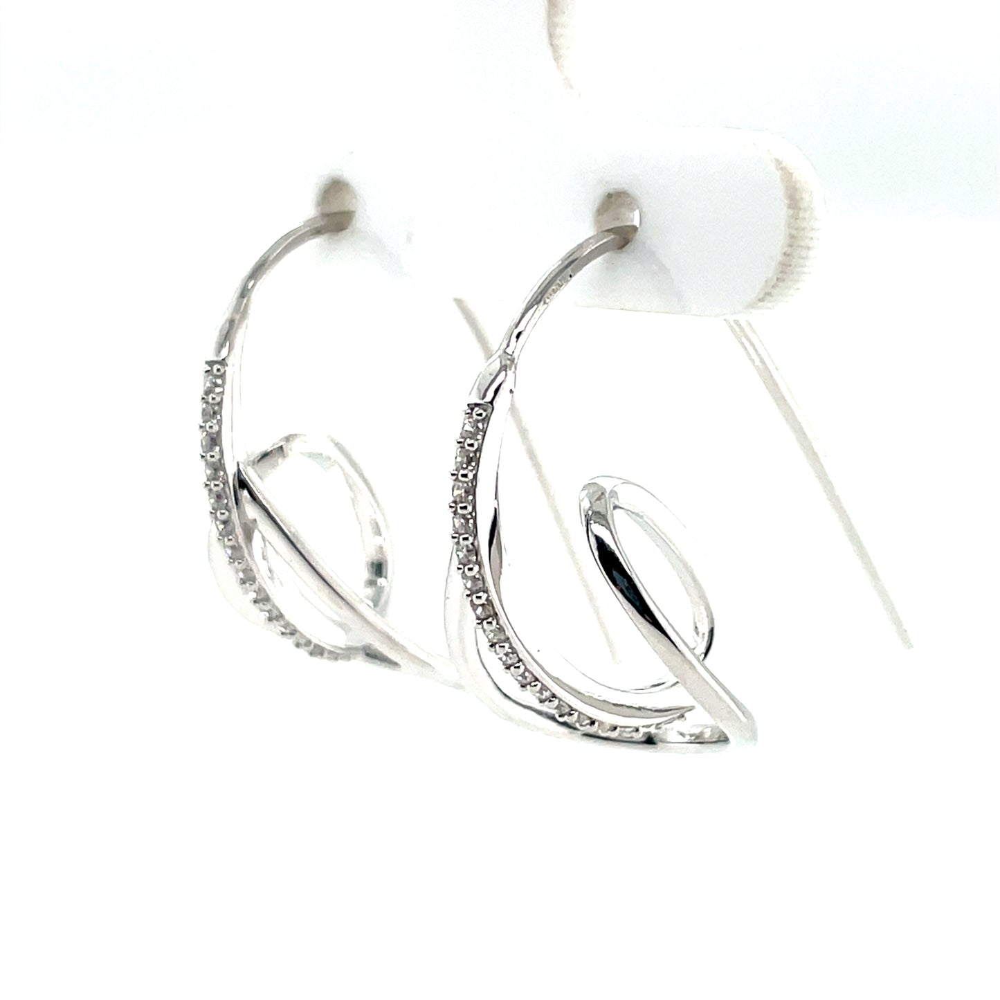 Sterling Silver CZ Fancy Loop Hoop Earrings SE3608
