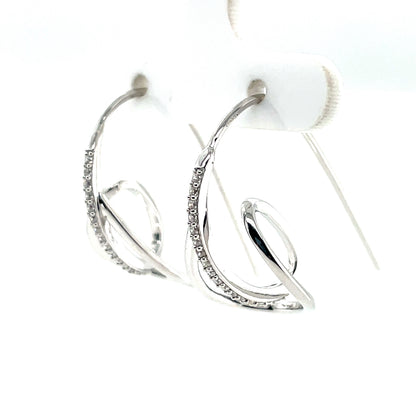 Sterling Silver CZ Fancy Loop Hoop Earrings SE3608