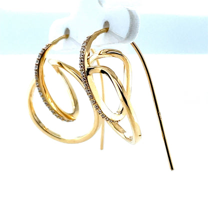 Sterling Silver Gold-plated CZ Fancy Loop Hoop Earrings SE3617/G