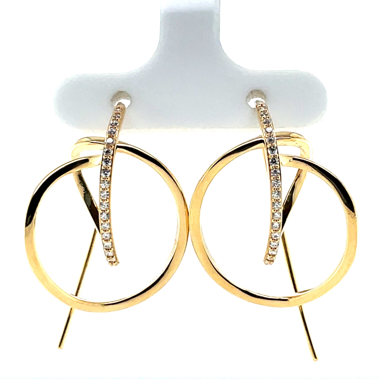 Sterling Silver Gold-plated CZ Fancy Loop Hoop Earrings SE3617/G