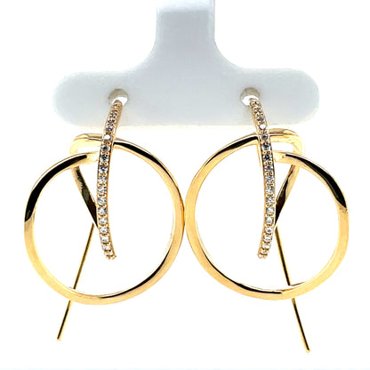 Sterling Silver Gold-plated CZ Fancy Loop Hoop Earrings SE3617/G